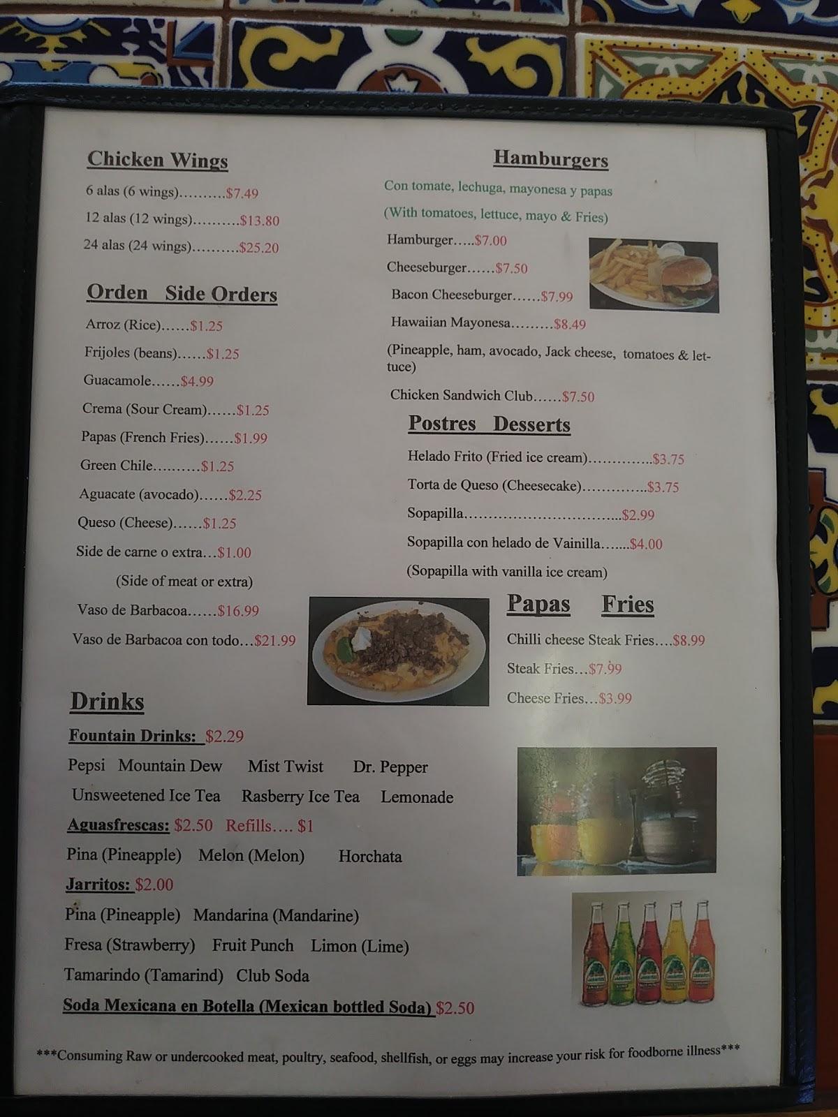 Menu at El Rey Del Taco restaurant, Fort Lupton
