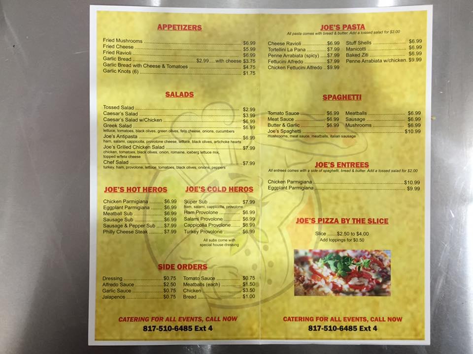 Menu at Famous Joe's Pizza & Pasta restaurant, Euless