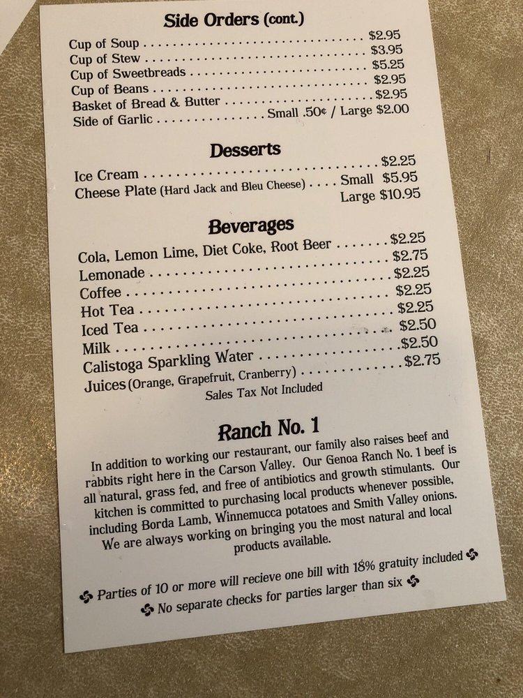 Menu at J T Basque Bar & Dining Room, Gardnerville