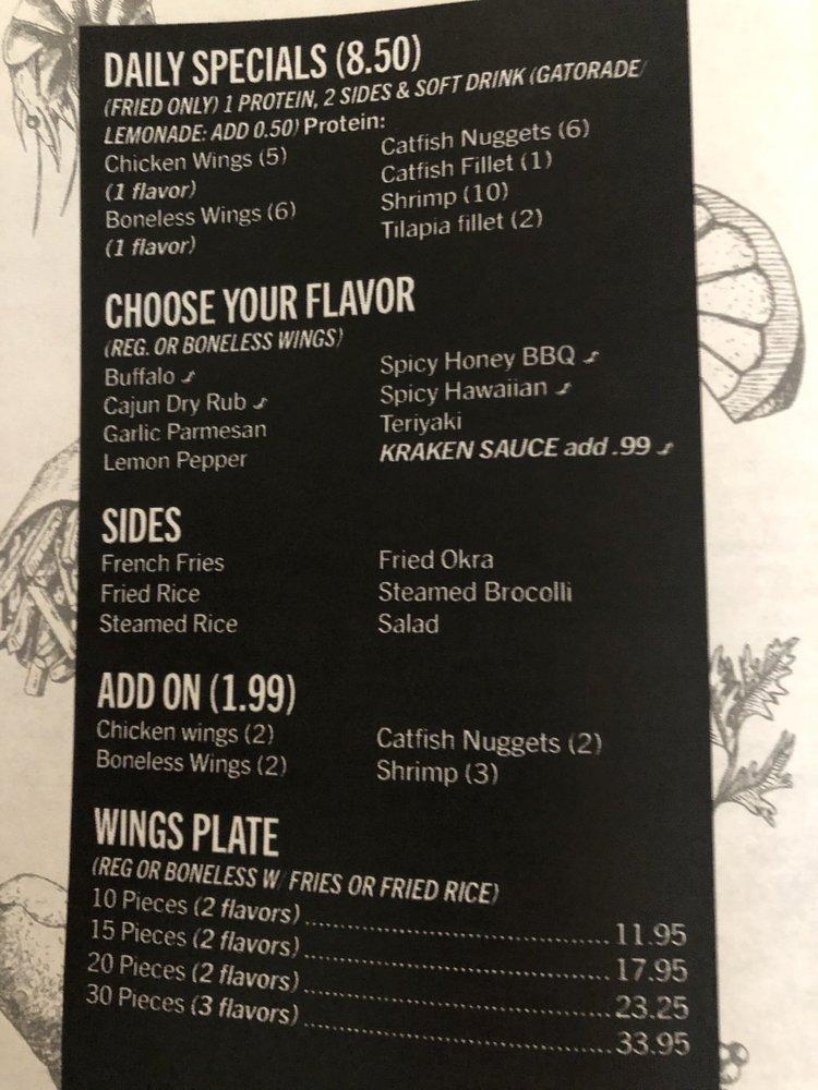 Menu at Kraken Wing & Seafood restaurant, Sugar Land