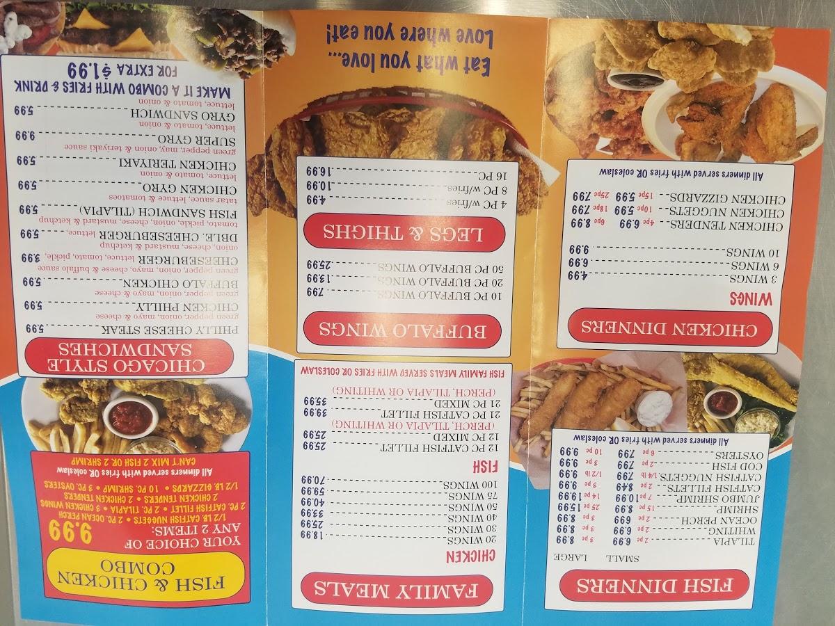 Menu at Hook Fish & Chicken restaurant, Cincinnati, Colerain Ave