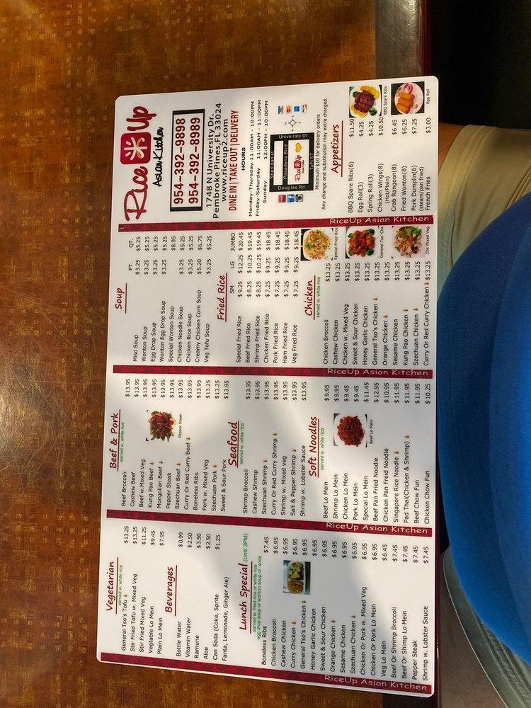 Menu at RiceUp Asian Kitchen restaurant, Pembroke Pines