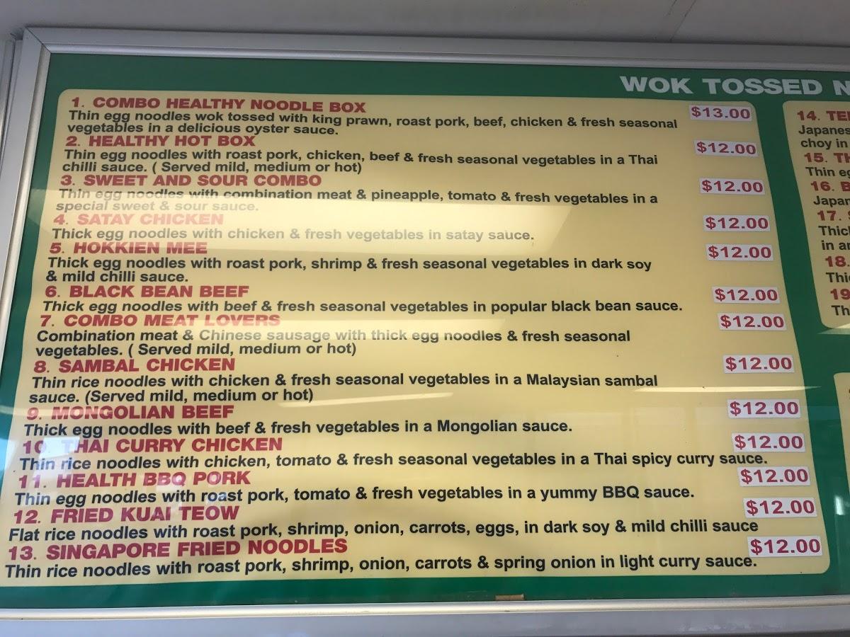Menu at healthy noodle kingaroy fast food kingaroy