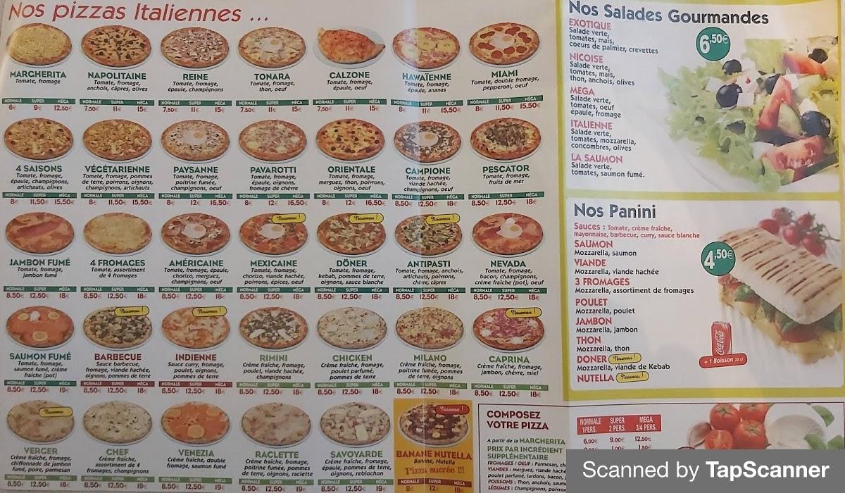 Menu at Mega Pizza pizzeria, NogentleRoi