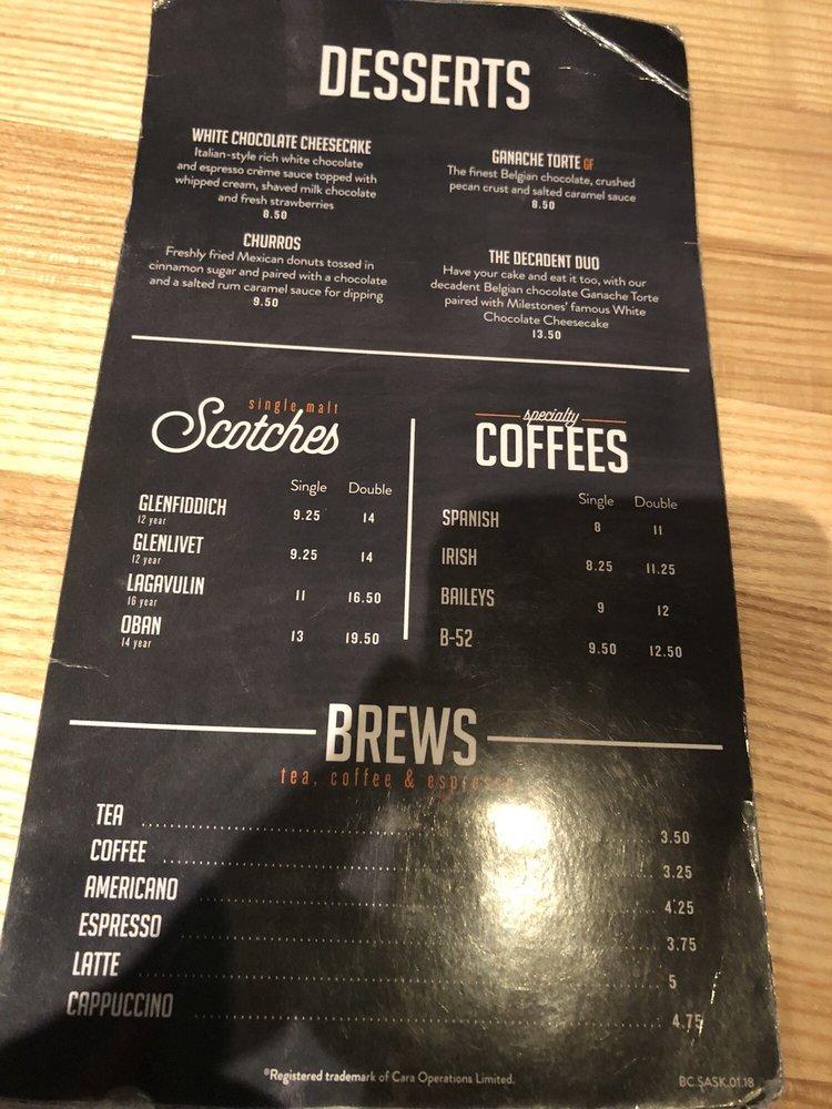 Menu at Milestones pub & bar, Victoria