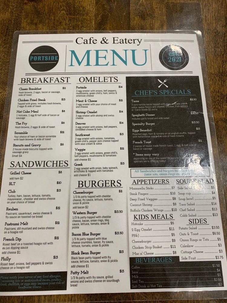 Menu at Portside Market and Cafe, Port Orford