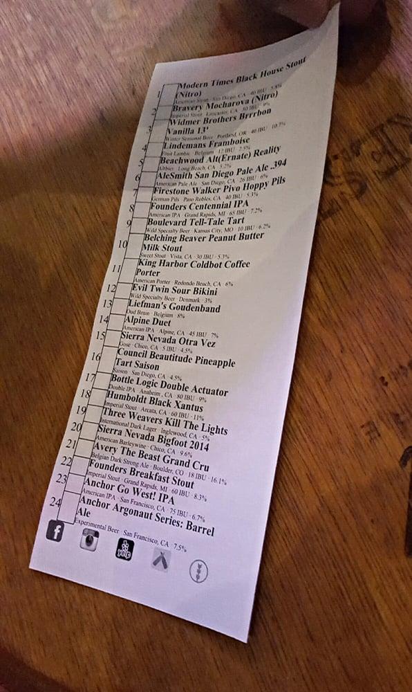 Menu at The Cellar Bottle Shop pub & bar, Whittier