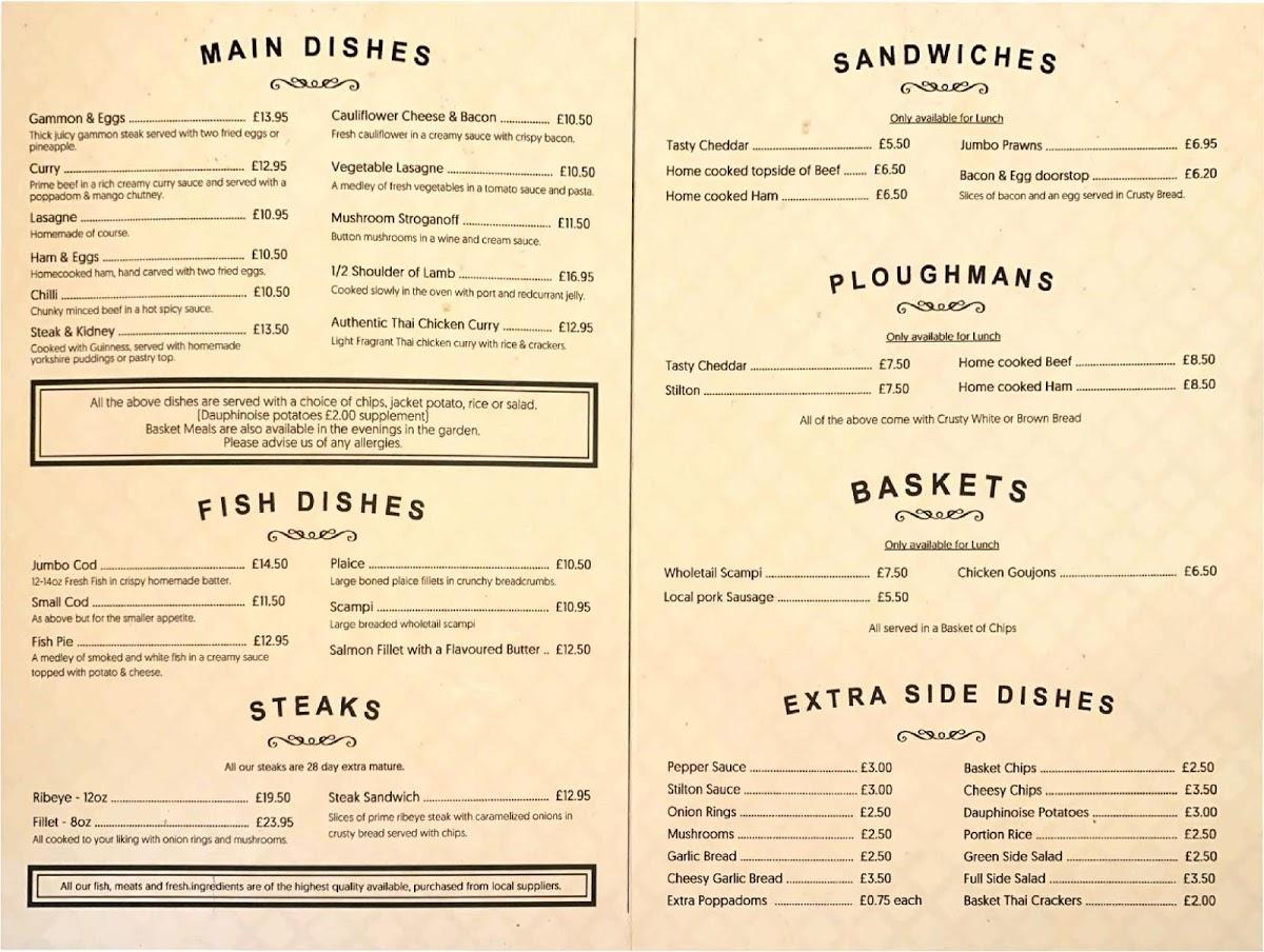 Menu at The Glasshouse Inn restaurant, Longhope