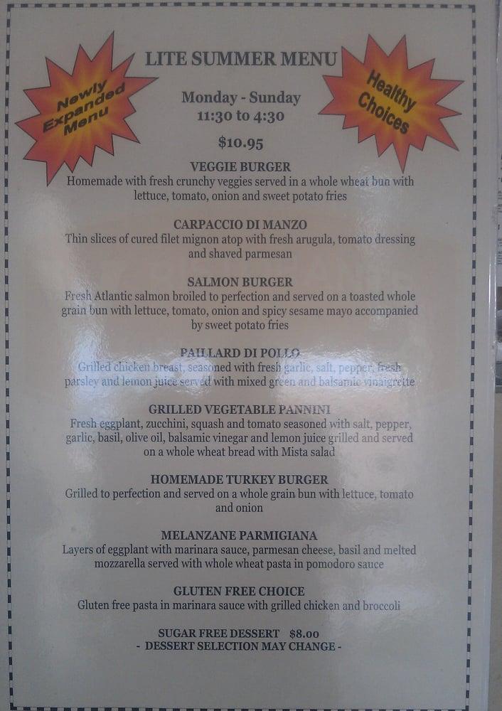 Menu at Villagio restaurant, Boca Raton