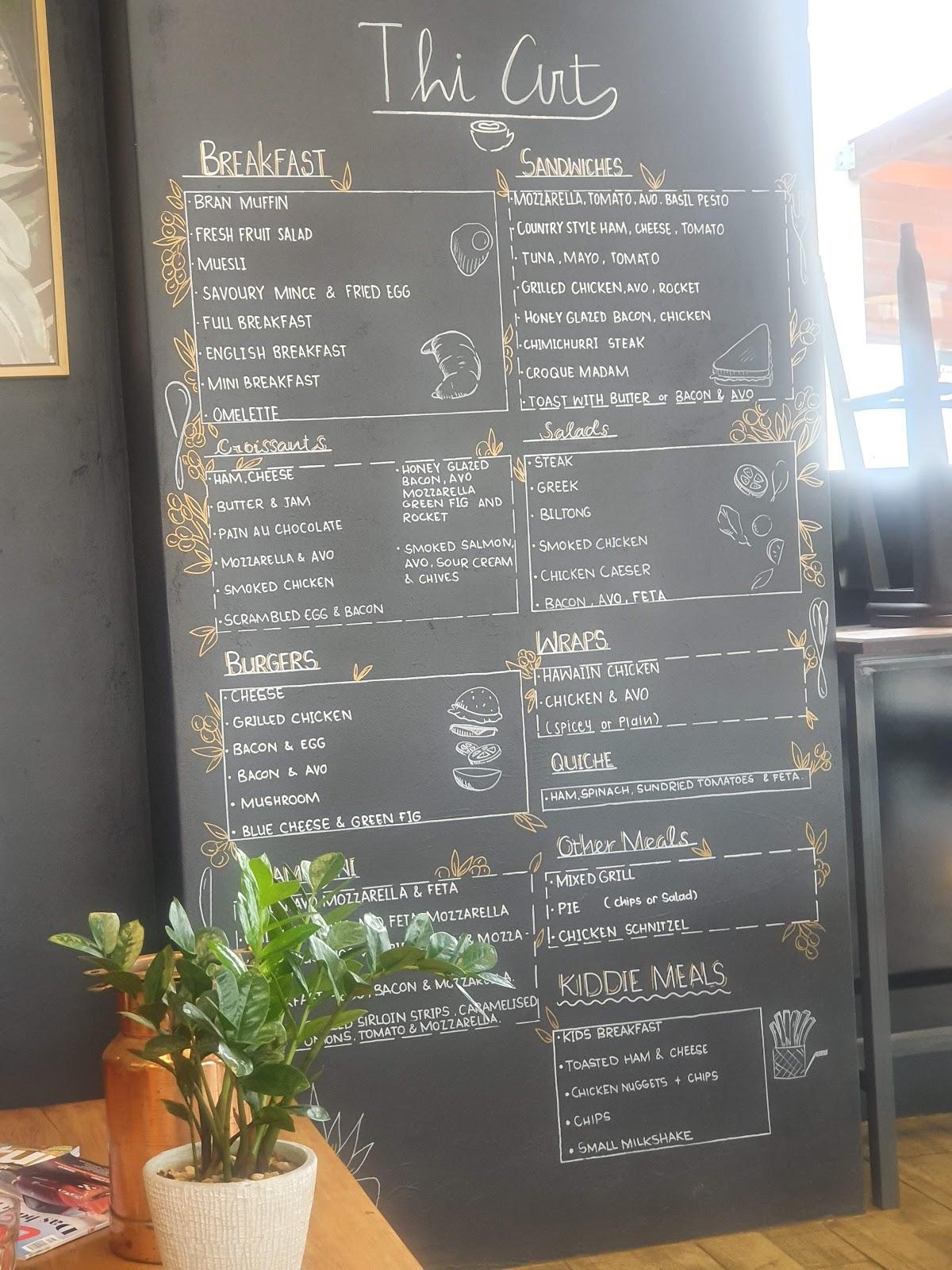 Menu at Thi Art Coffee Clanwilliam cafe, Clanwilliam
