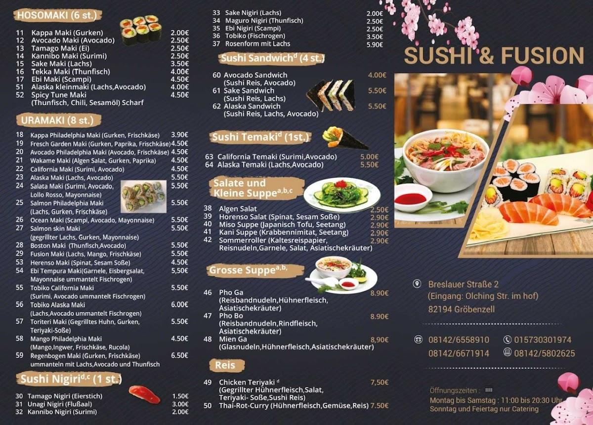 Speisekarte von SUSHI & FUSION restaurant, Gröbenzell