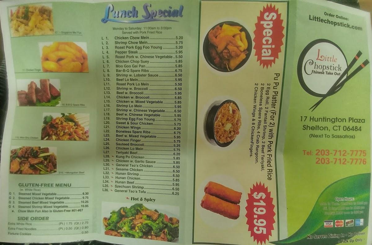 Menu at Little Chopstick restaurant, Shelton, 17 Huntington St