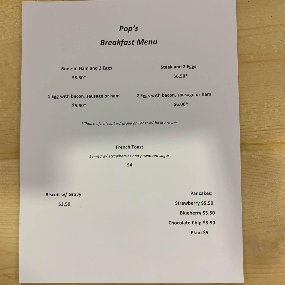 Menu at Pop's Grill BBQ, Wynne