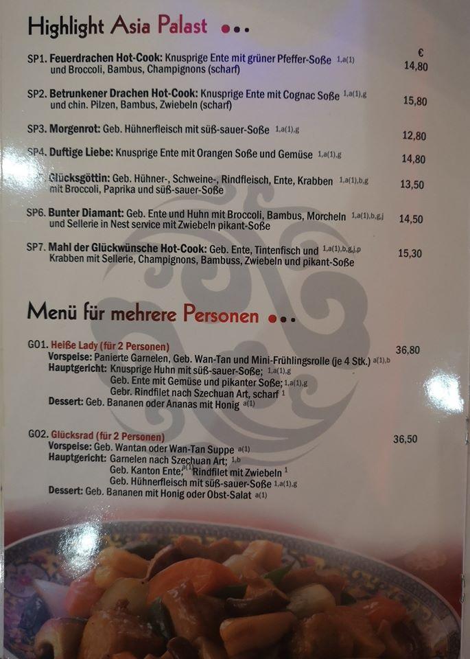 Menu At Restauran Asia Palast Restaurant Laichingen