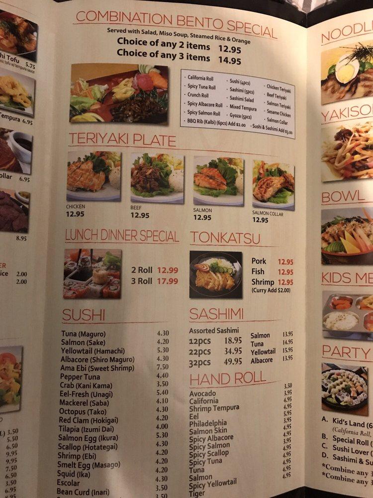 Menu at TOMO 7 SUSHI restaurant, Chino Hills