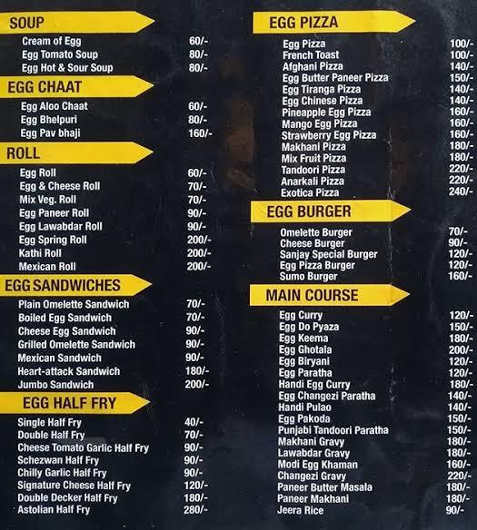 Menu at Egg Dee, sanjay Restaurant chomu, Chomu