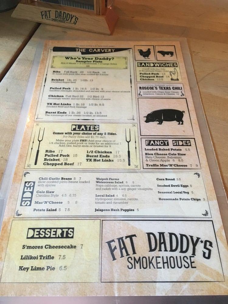 Menu at Fat Daddy's Smokehouse BBQ, Kihei