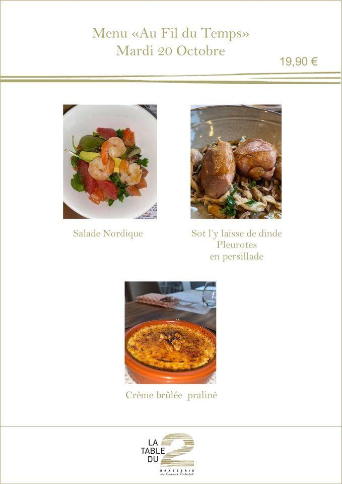 Menu at La Table Du 2 restaurant, Nimes