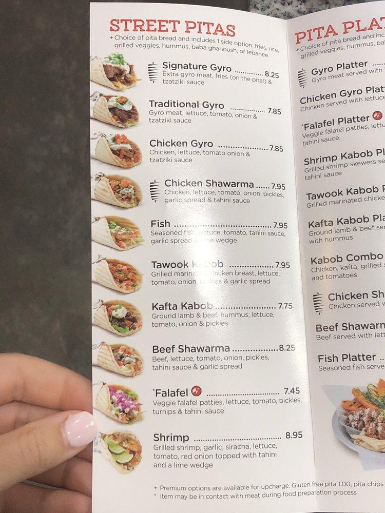 Menu at PITA Mediterranean Street FoodSuwanee restaurant, Suwanee