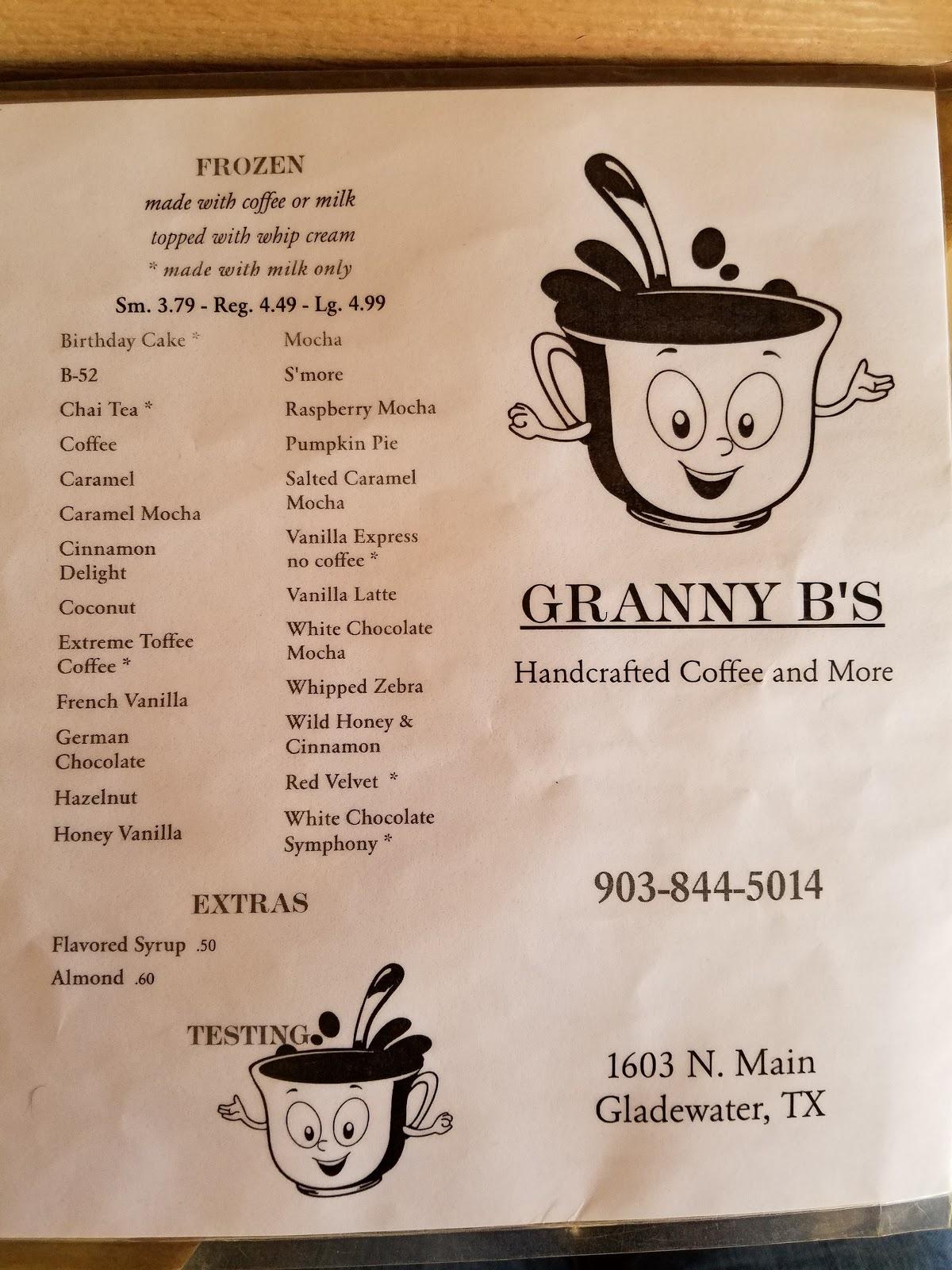 Menu At Granny B's Restaurant, Gladewater