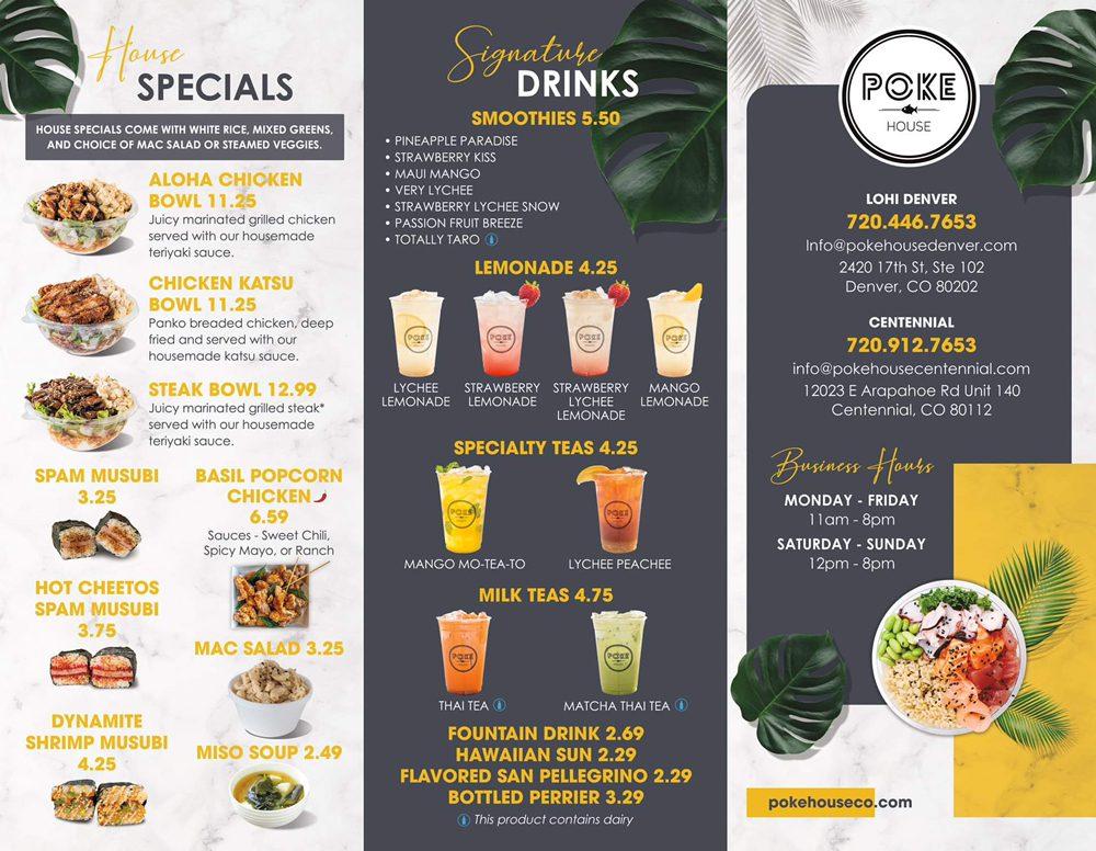 Menu at Poke House Centennial pub & bar, Centennial