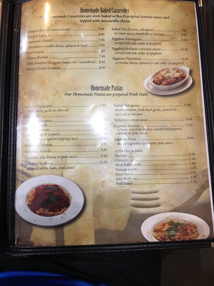 Menu at Bari’s Pizza & Pasta, Flower Mound, Long Prairie Rd