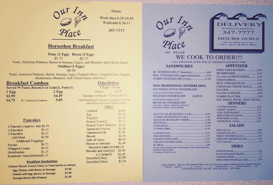 Menu At Our Inn Place Restaurant Pekin