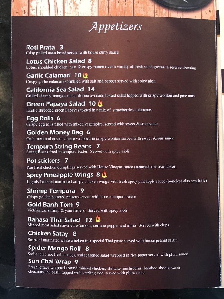 Menu at Pineapple Village restaurant, Gilroy