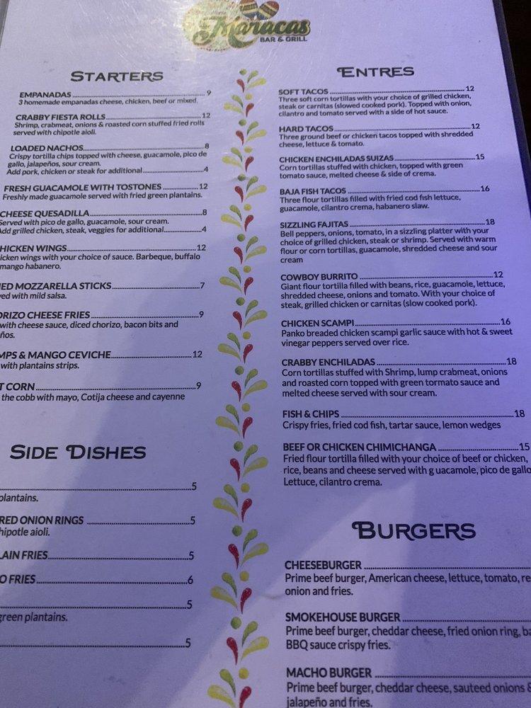 Menu at Maracas Bar & Grill, Ossining