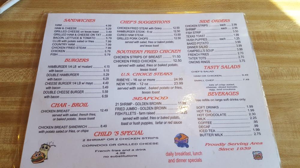 Menu at Mt Ida Cafe, Mount Ida