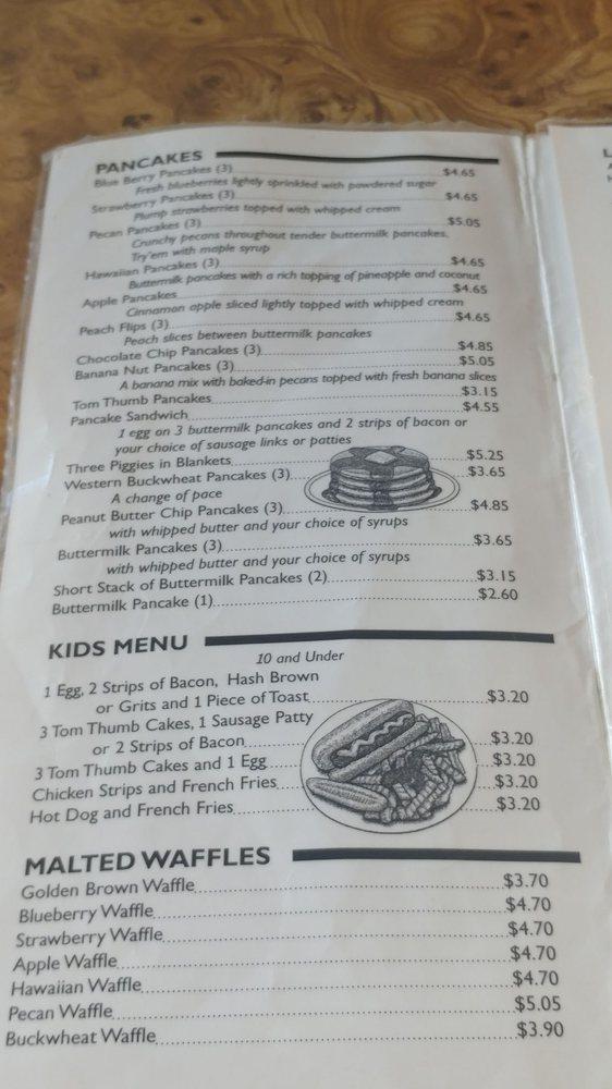 Menu at Pancake House restaurant, Gastonia