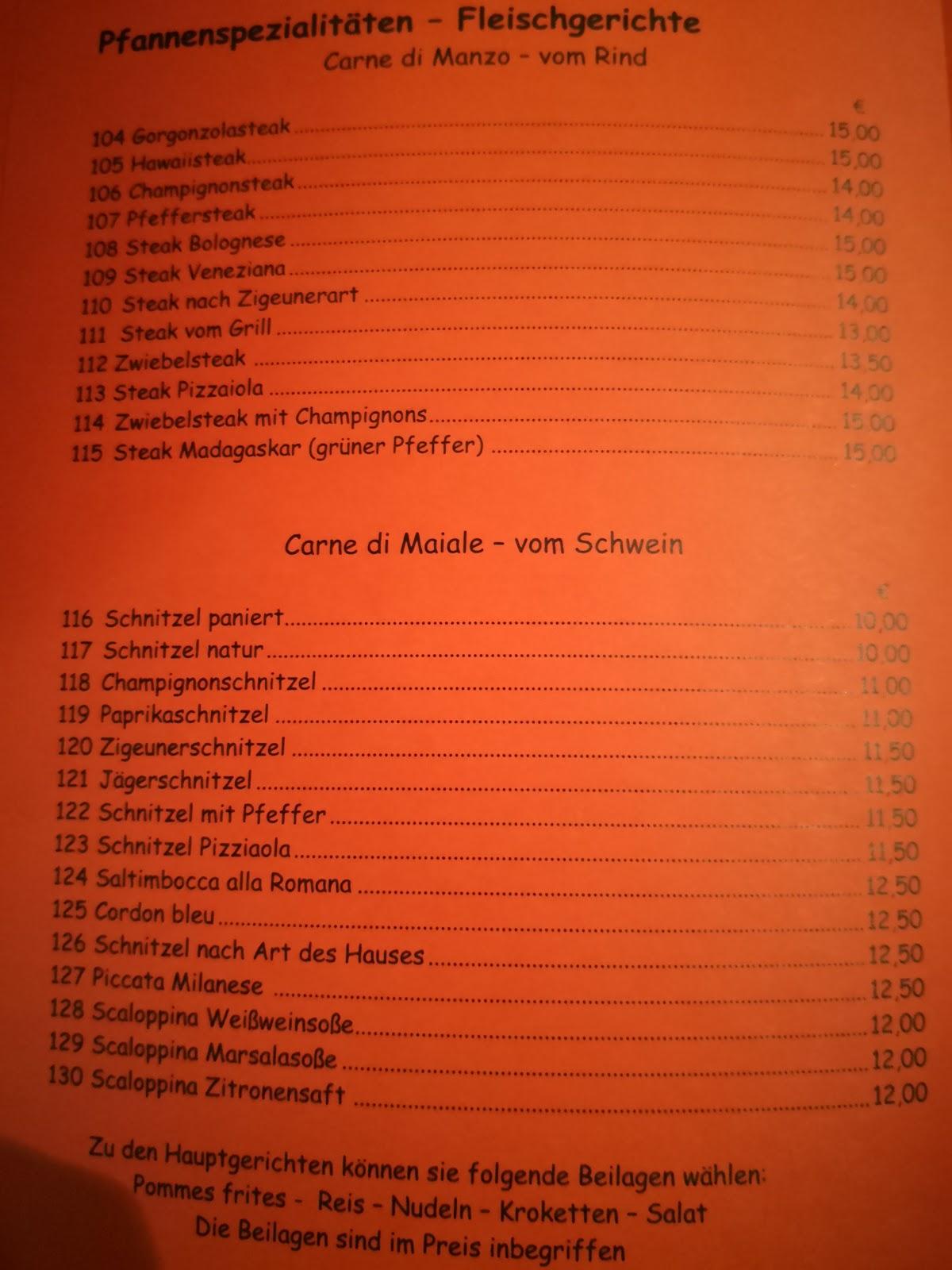 Speisekarte von Pizzeria Jean Paul Stuben, Wunsiedel