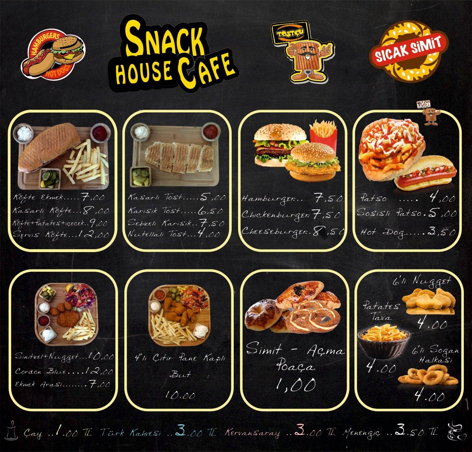 Menu at Snack House Cafe, Aksaray