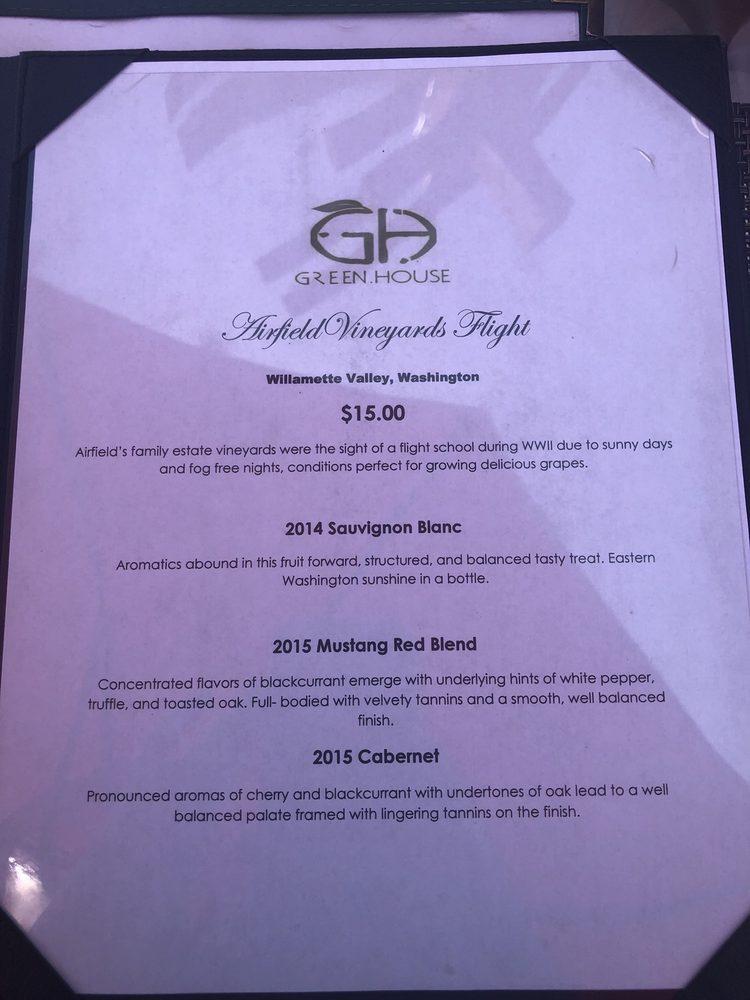 Menu at Greenhouse Restaurant, Gig Harbor