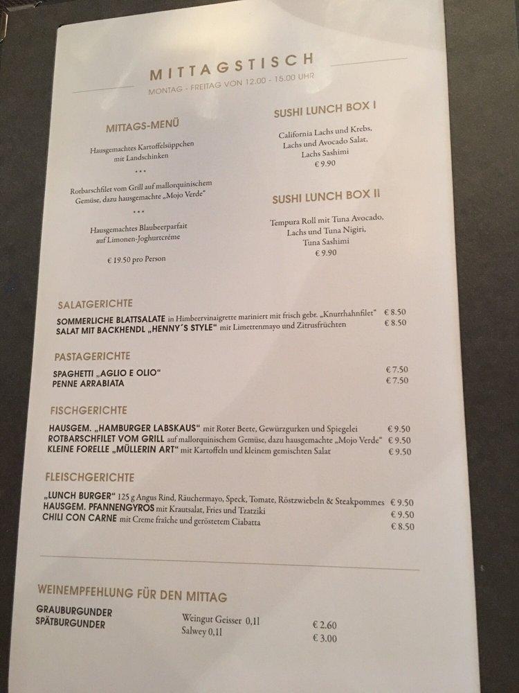 Speisekarte Von Henny s Restaurant Events Hamburg