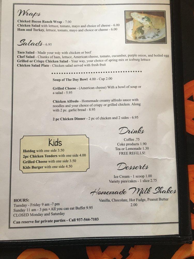 Menu at Olde Wayside Inn restaurant, West Union