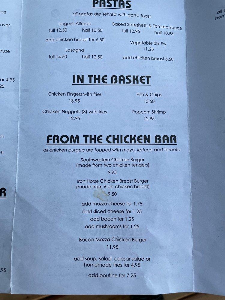 Menu at T&T Iron Horse Cafe, Waskatenau, AB28