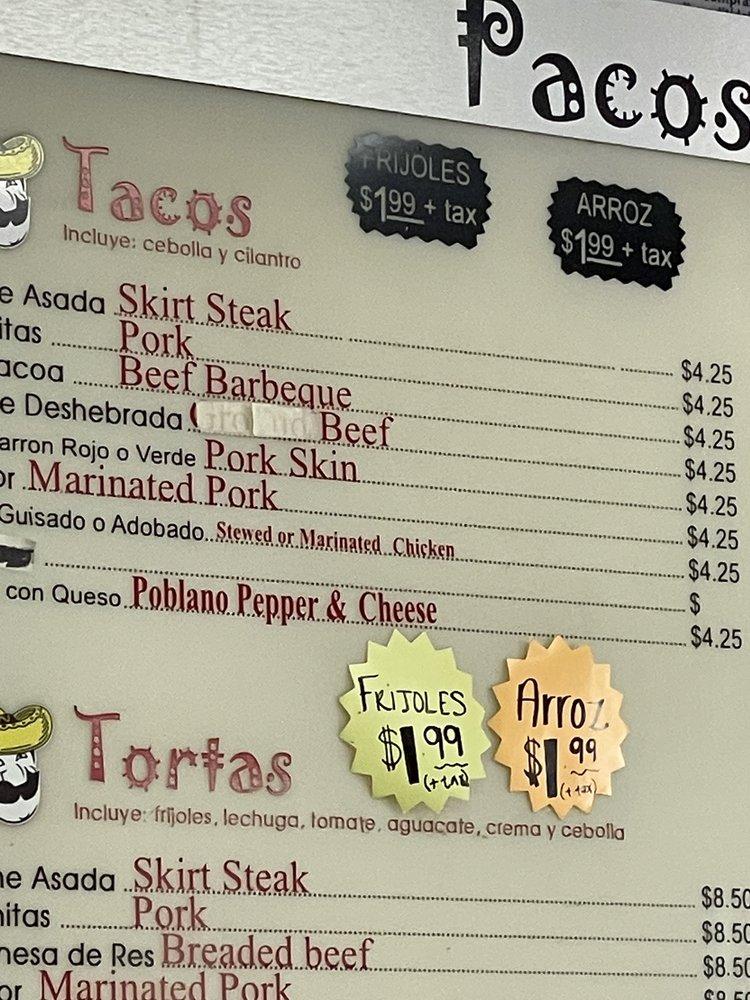 Menu at Paco's Tacos restaurant, Chicago, S Archer Ave