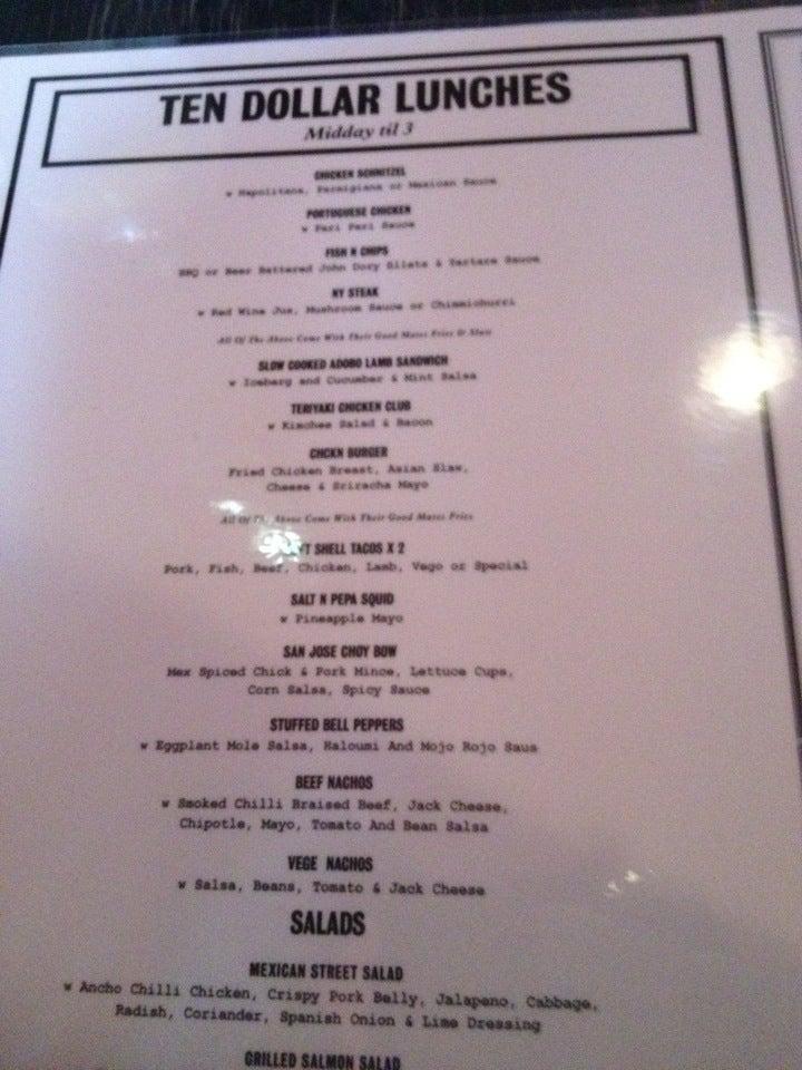 Menu at The Norfolk Hotel restaurant, Redfern