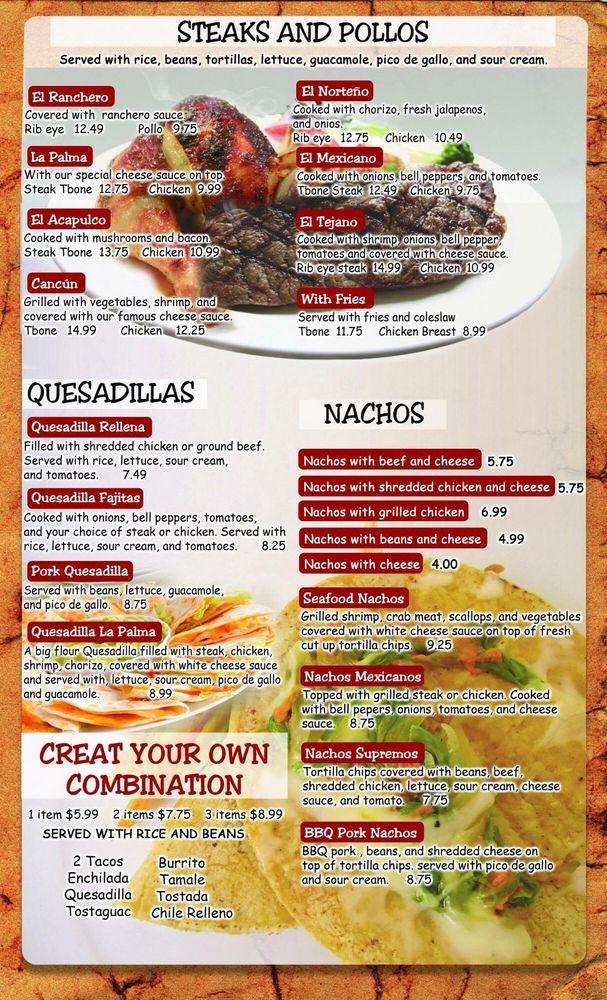 Menu at La Palma Restaurant, Hartford City