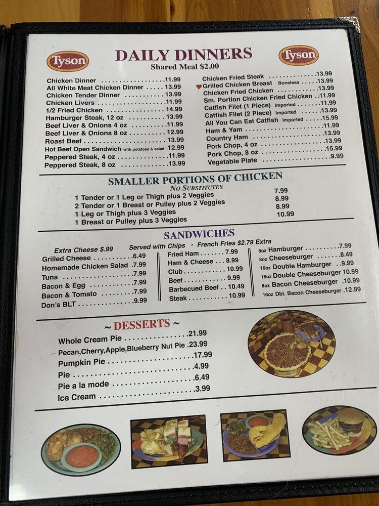 Menu at Neal's Cafe, Springdale