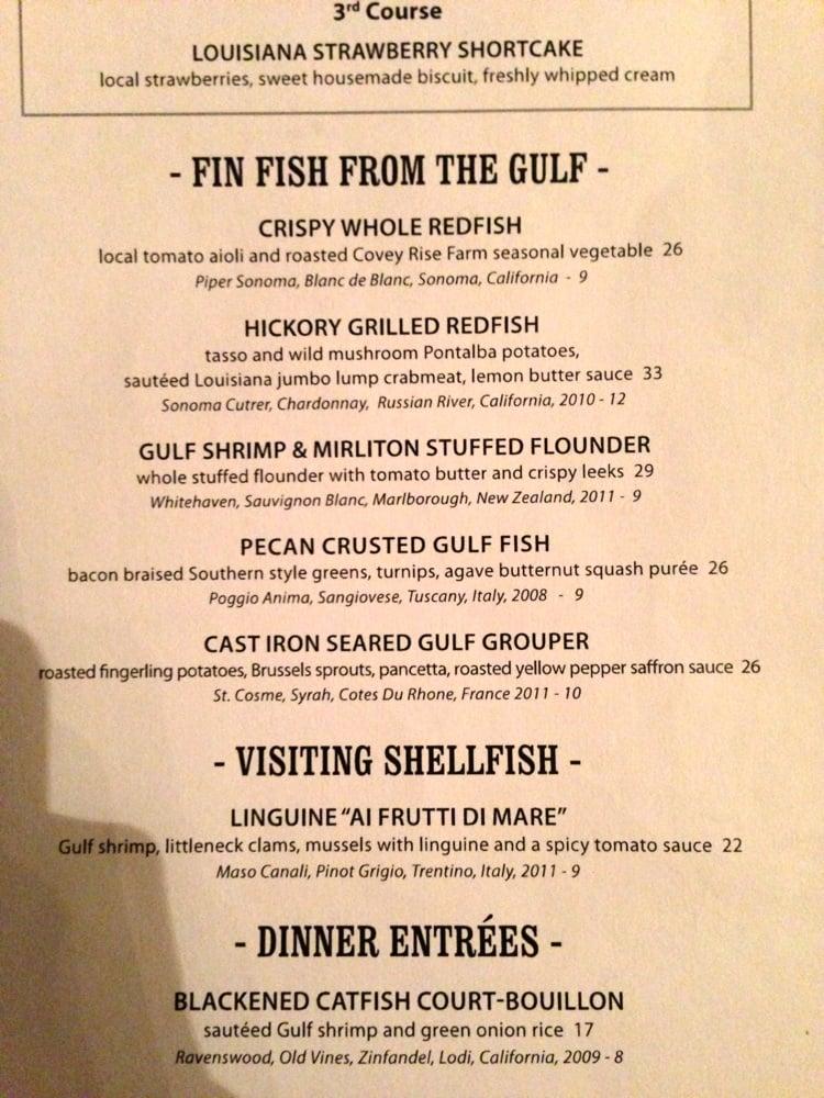 Menu at Red Fish Grill restaurant, New Orleans