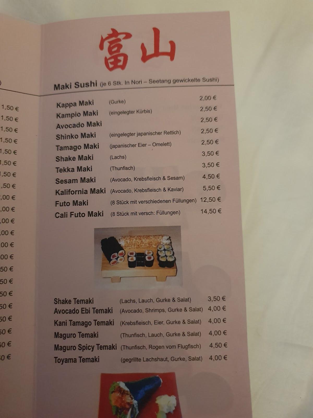 Speisekarte von Toyama Sushi Bar Koblenz, Koblenz