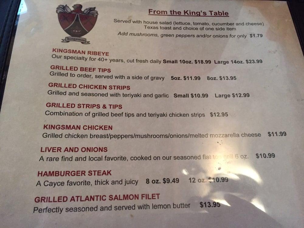 Menu at Kingsman Restaurant, Cayce