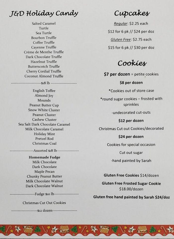 Menu at J & D Mart restaurant, New Vienna