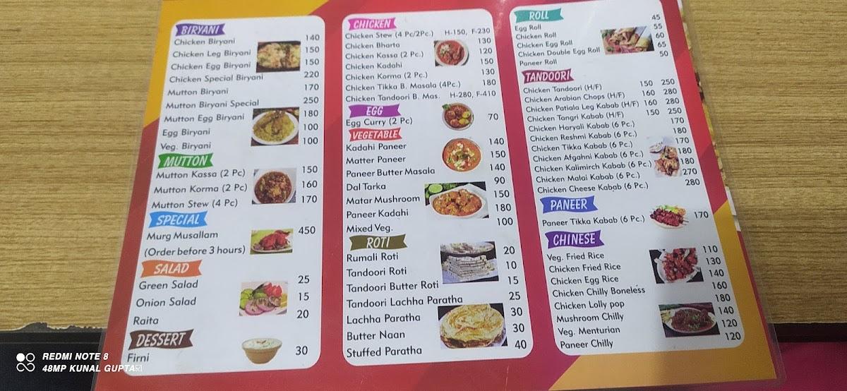 Menu at Kolkata Biryani Mahal, Patna, 103