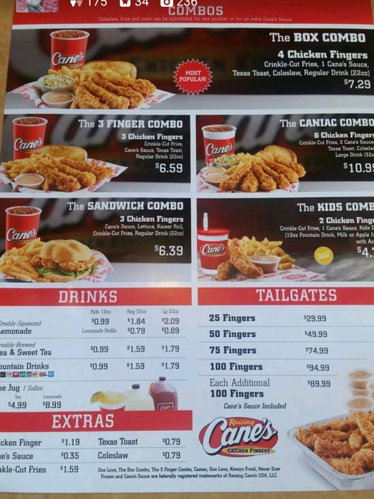 Menu at Raising Cane's Chicken Fingers fast food, Liberty