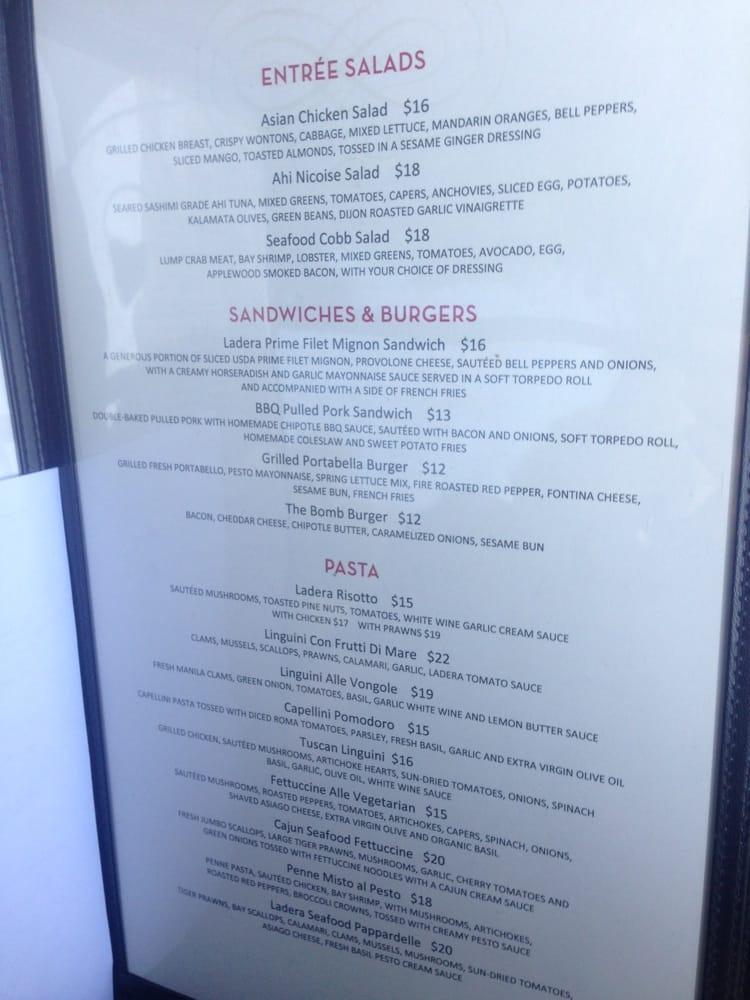 Menu at Ladera Grill pub & bar, Hill