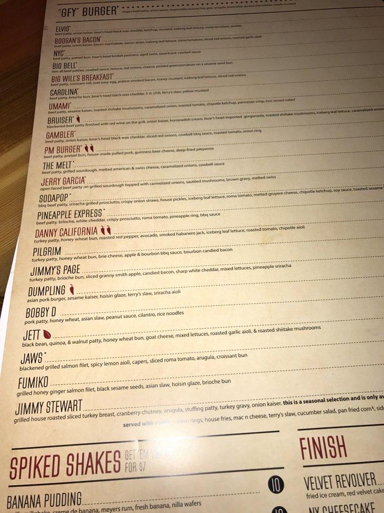 Menu at Cowbell Burger & Whiskey Bar, Charlotte
