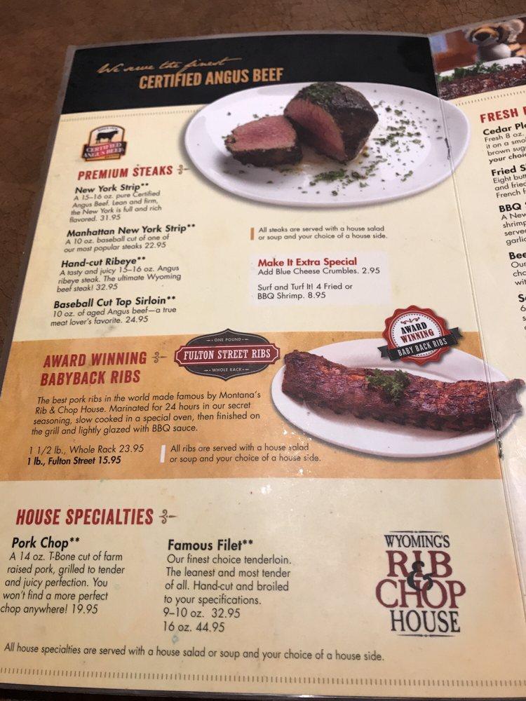 Menu at Wyoming's Rib & Chop House - Cheyenne steakhouse, Cheyenne